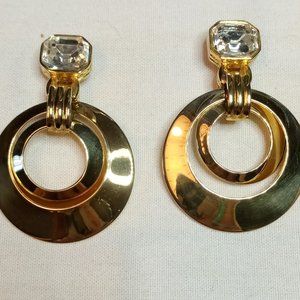 GIVENCHY Gold loops and Gem Earrings